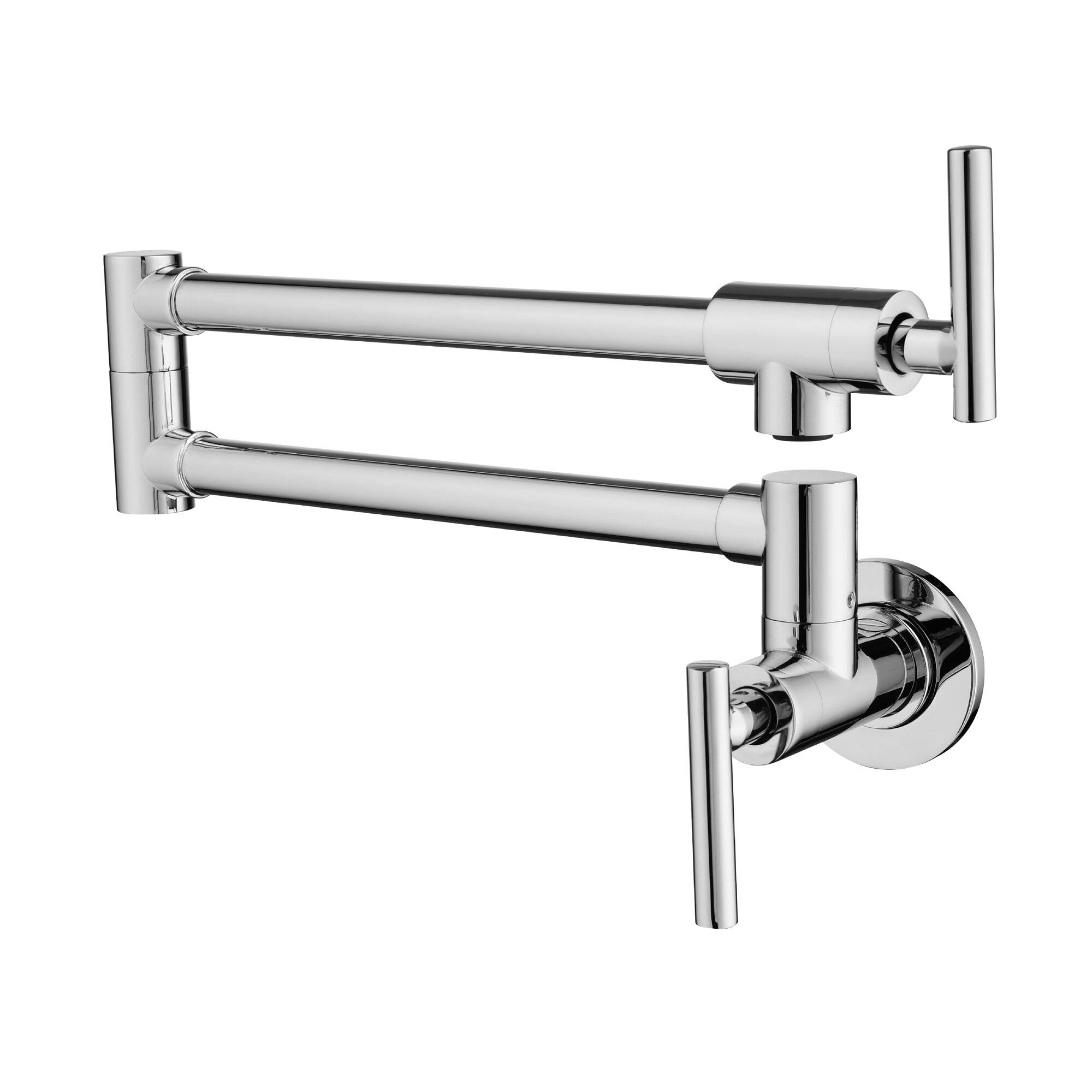 Angle. Boyel Living - Chrome Plated Wall Mounted Double Handle Pot Filler 1.8 GPM with Ceramic Cartridge and Mounting Hardware - Chrome.