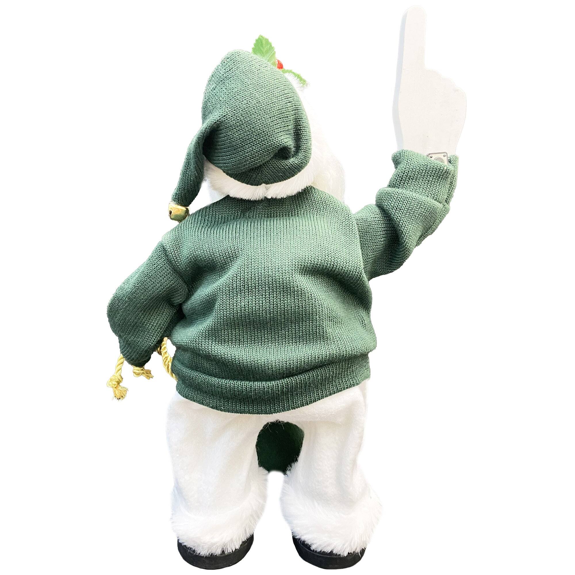 Alt View 1. Santa's Workshop - Michigan State Spartans 12" Animated Musical Santa - Green.