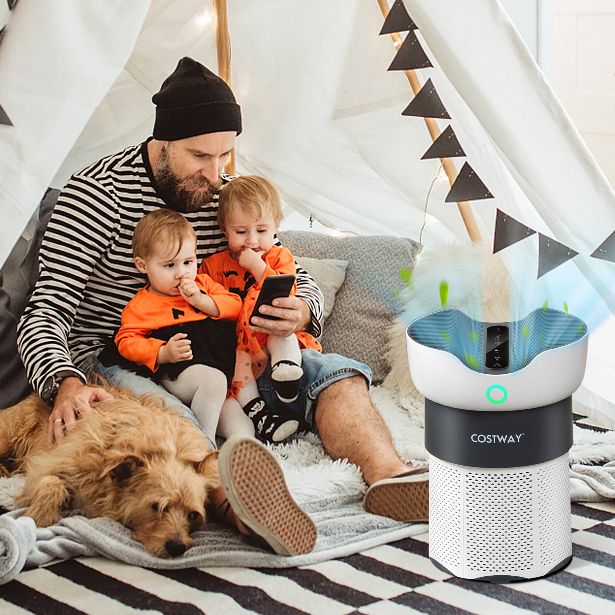 Alt View 1. Costway - Costway Air Purifier for Home Office up to 1300 Sq Ft H13 True HEPA Filter Air Cleaner - White.