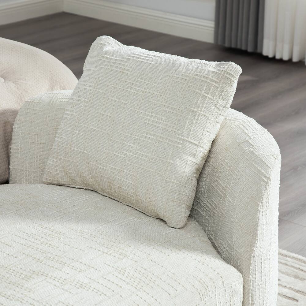 Alt View 1. Ropilly - Ropilly End of Bed Bench, 77 Inch Modern Upholstered Chaise Lounge Couch with Armrests and Rubberwood Legs, Beige - Beige.