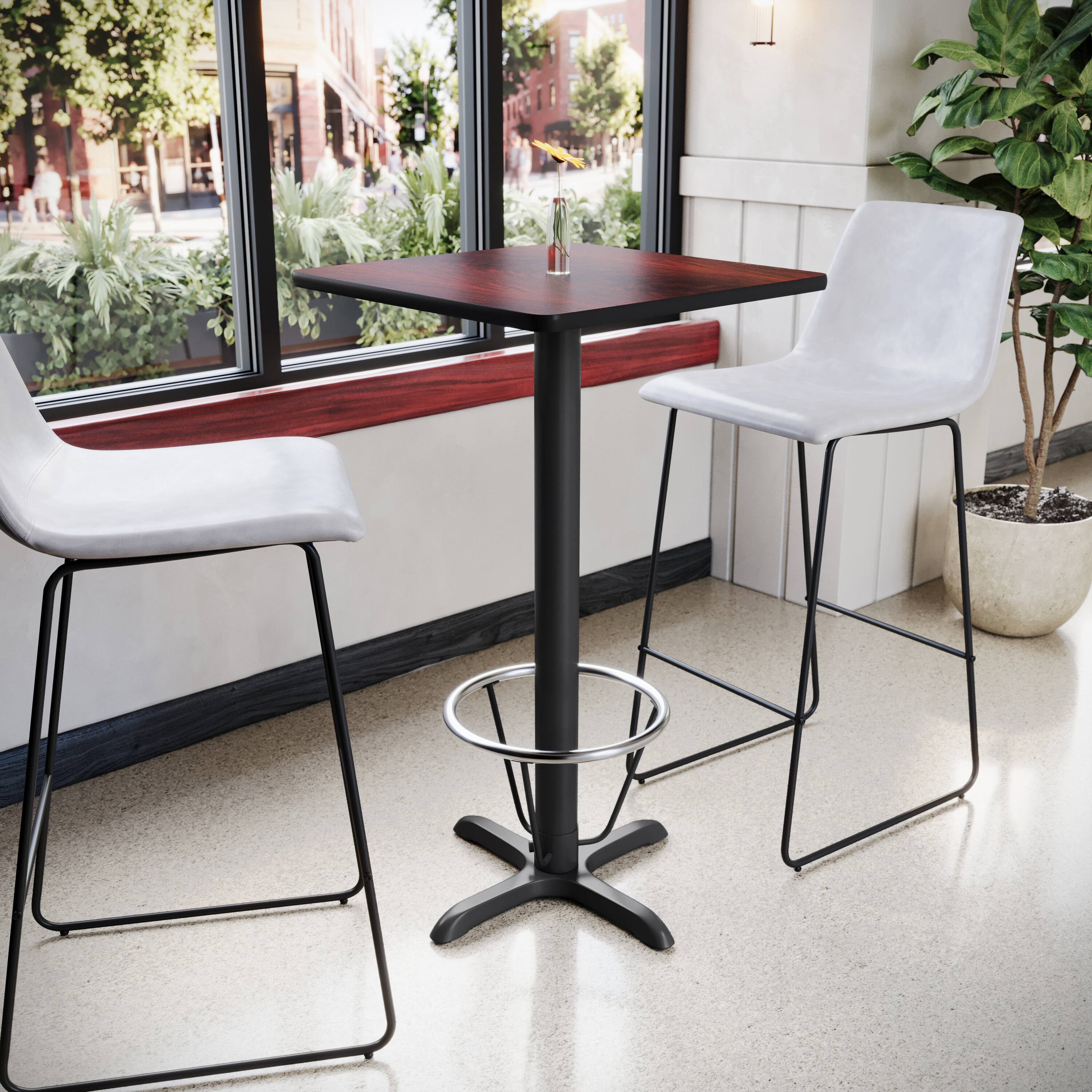 Alt View 1. Emma + Oliver - 24" Square Laminate Bar Table with 22"x22" Foot Ring Base - Mahogany.