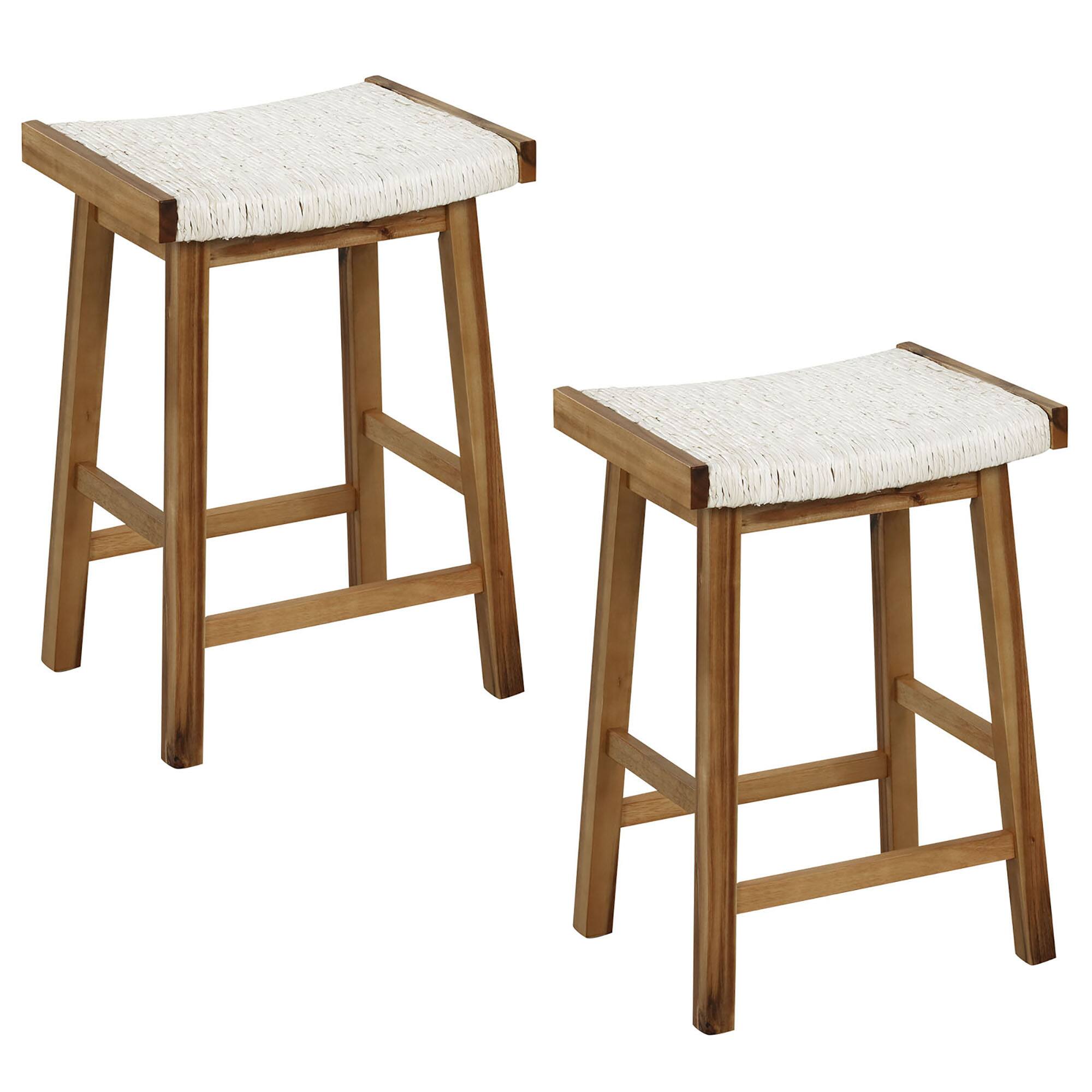 Alt View 9. Gymax - Gymax Set of 4 Saddle Bar Stools 25.5'' Counter Height Dining Stools w/ Seaweed Woven Seat - Natural, Beige.