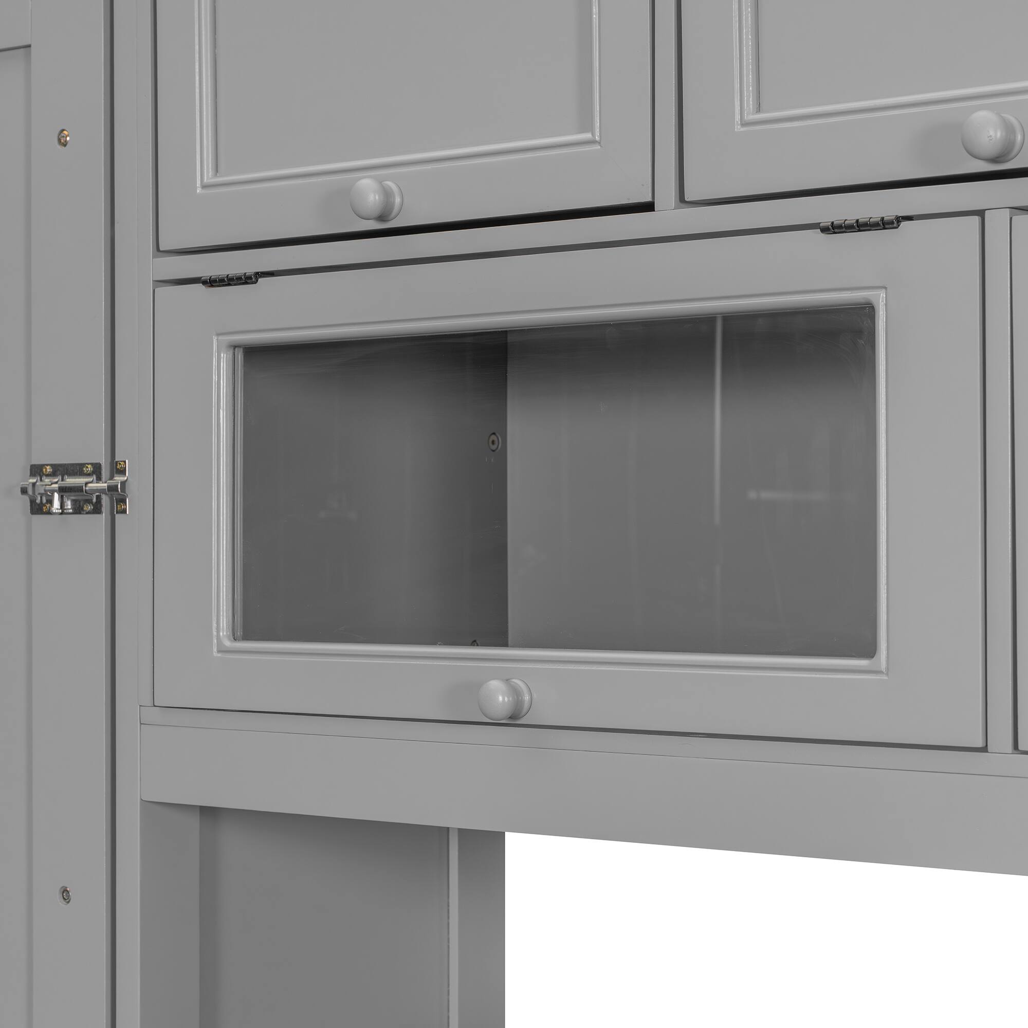 Alt View 2. Anysun - Twin Size Wooden Murphy Bed with TV Stand, 2 Drawers, Shelves, and Cabinets - Gray.