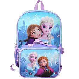 Disney - Frozen Elsa & Anna 16" Backpack for School with Rectangular Lunch Bag, for Kids - Assorted Pre-Pack