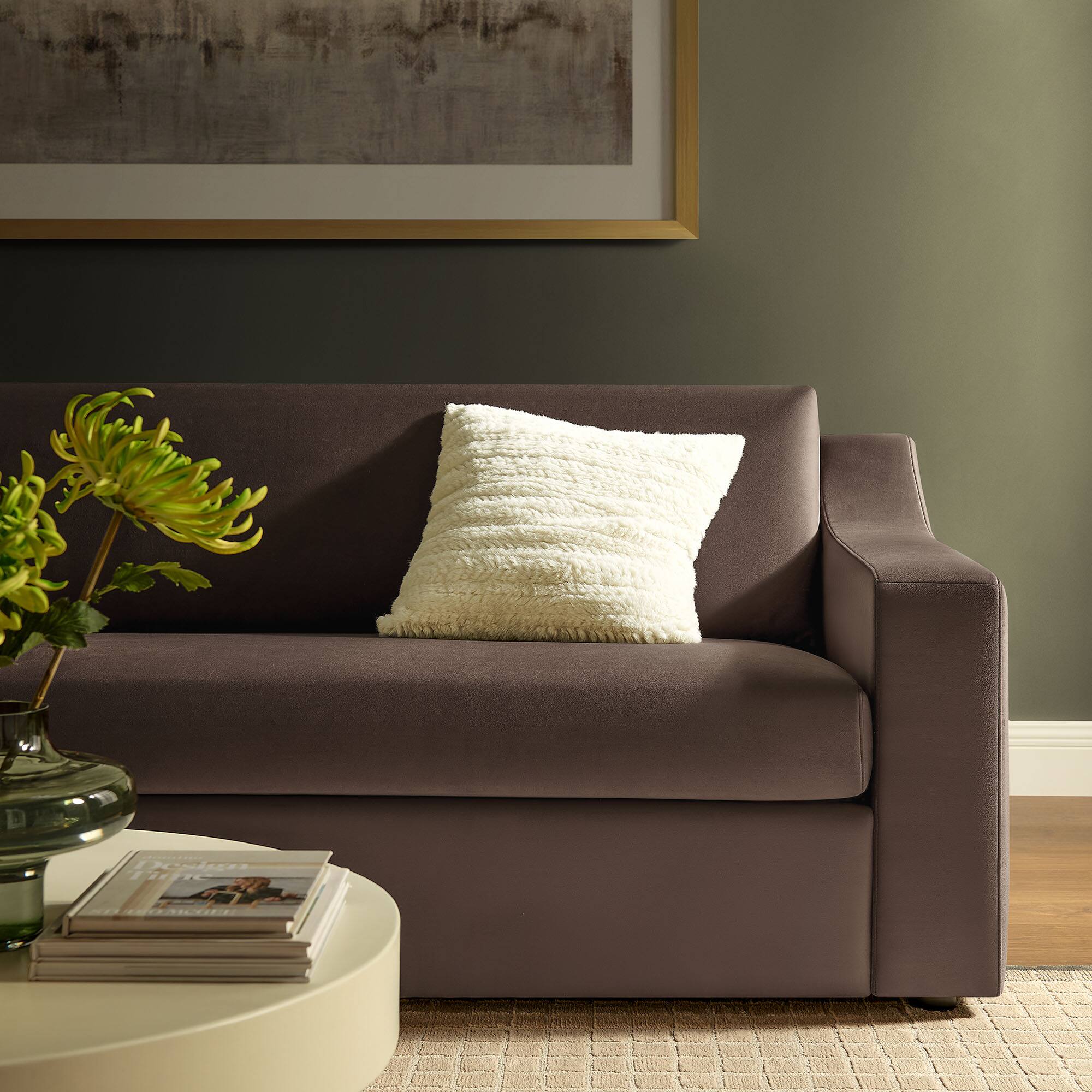 Alt View 5. Modway - Liora Performance Velvet Sofa by Modway - Brown.