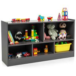 Kadyn - Kids 2-Shelf Bookcase 5-Cube Wood Toy Storage Cabinet Organizer- Kids Toy Storage for Kids, Boys, Girls, Nursery - Gray