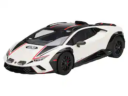 Lamborghini Huracan Sterrato Bianco Asopo White with Matt Black Top and Red Stripes 1/18 Model Car by Top Speed