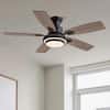 Front. Siljoy - 42 Inch Black Flush Mount LED Ceiling Fan - Low Profile for Bedroom Living Room - Gloss Black.