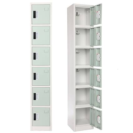 Front. AdirOffice - Storage Locker 629-Series 72" H 6-Tier Steel Digital Lock 6-Shelf Locker - Misty Green.