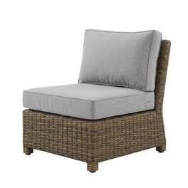 Crosley Furniture - Bradenton 2Pc Armless Wicker Outdoor Chair Set - 2 Armless Chairs - Gray