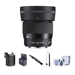 Sigma - 56mm f/1.4 DC DN Contemporary Lens for Nikon Z Bundle with 55mm Filter Kit, Lens Pouch, Lens Cleaner, Cleaning