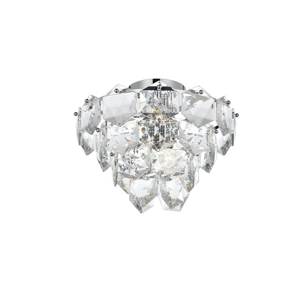 Left. Elegant Lighting - Adaline 16 Inch Flush Mount Ceiling Light In Chrome - Chrome And Clear.