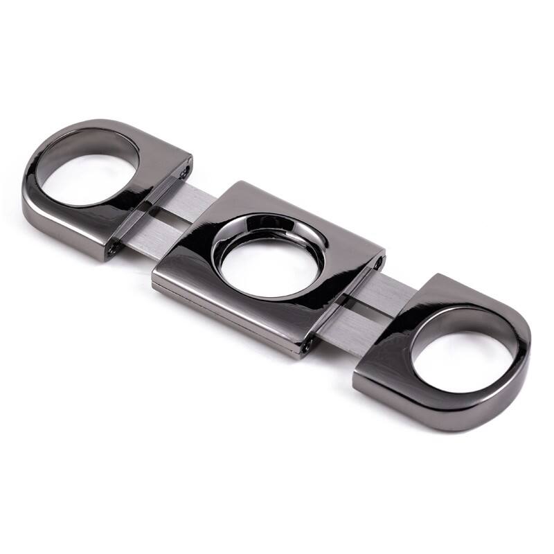 Angle. Prestige - Gun Gray Heavy Body Cigar Cutter - Gun Metal Gray Polish Finish.