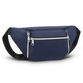 Unique Bargains - Crossbody Fanny Pack with 5-Zipper Pockets Waterproof Nylon Anti Theft Waist Bag for Women Men for Sports Traveling - Blue
