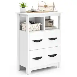 Ecooso - 24 Inch Freestanding Bathroom Storage Cabinet with 2 Drawers and 2 Open Compartments - White