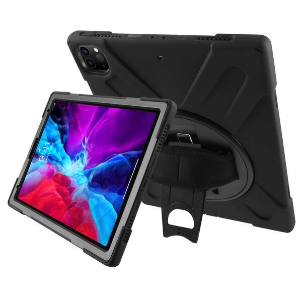 Alt View 1. Mybat - MyBat Rotatable Stand Protector Cover with Wristband for Apple iPad Pro 12.9 (2018) / (2020) / (2021) / (2022) - Black - Black.