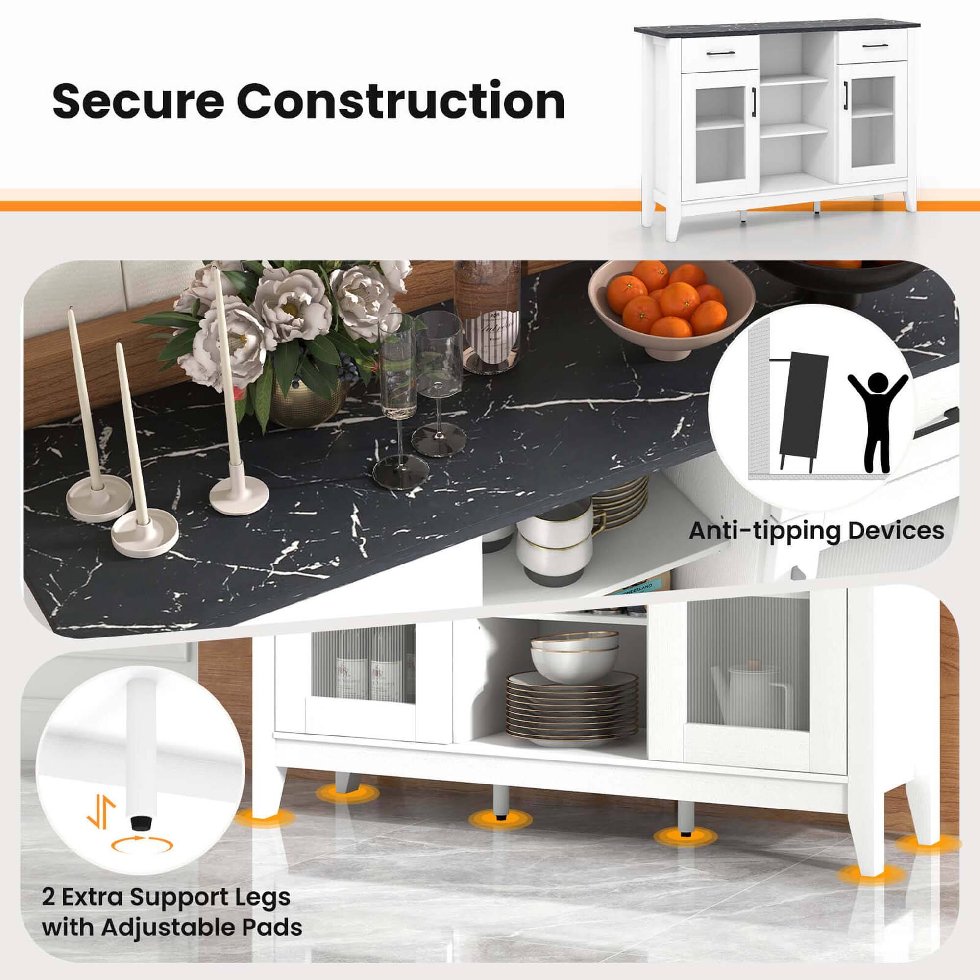 Secure Construction: Anti-tipping Devices 1L 2 Extra Support Legs with Adjustable Pads