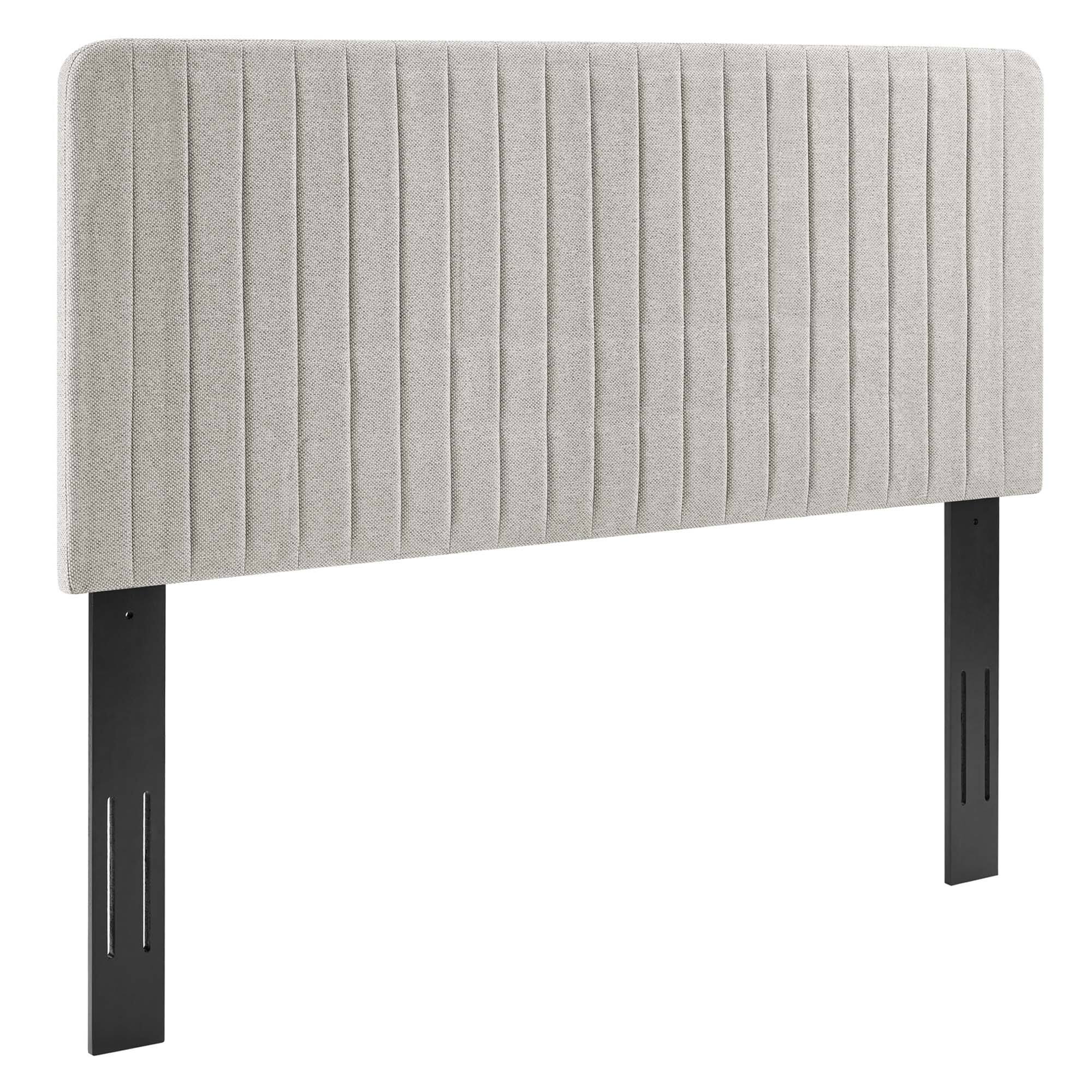 Milenna Channel Tufted Upholstered Fabric King/California King Headboard by Modway - Oatmeal