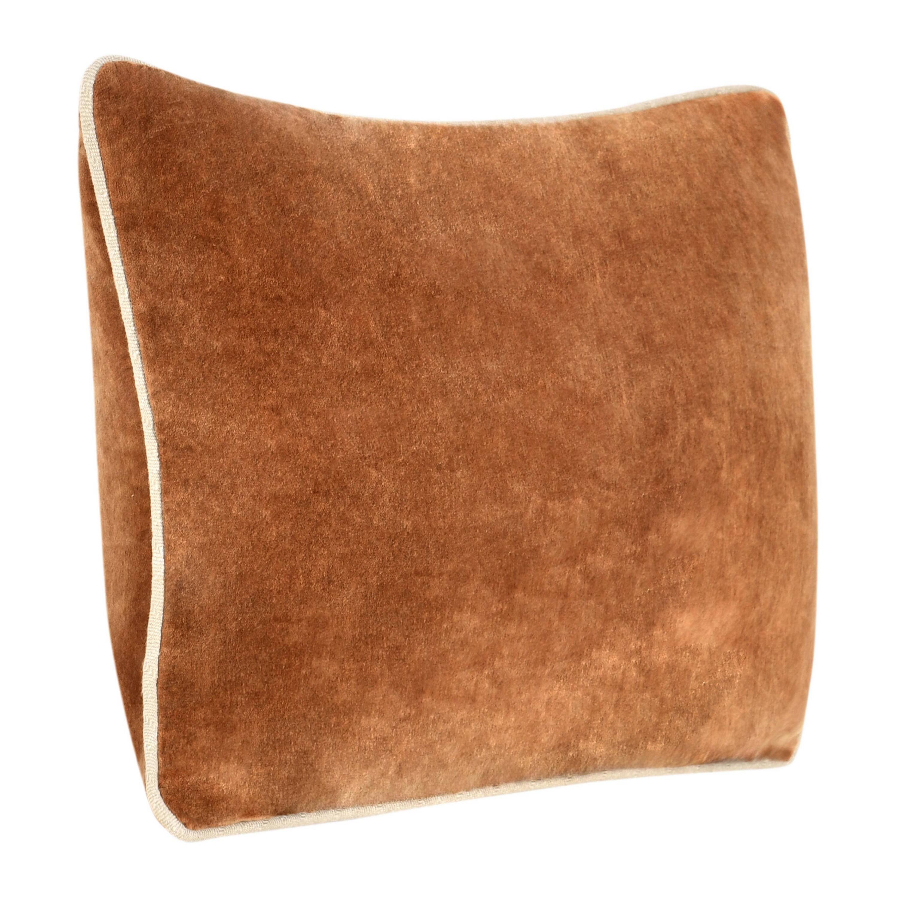 Angle. Manhattan Lane - Hillary Lumbar Throw Pillow, 14x20 Inch  Cotton Velvet Reversible - Hazel Brown.