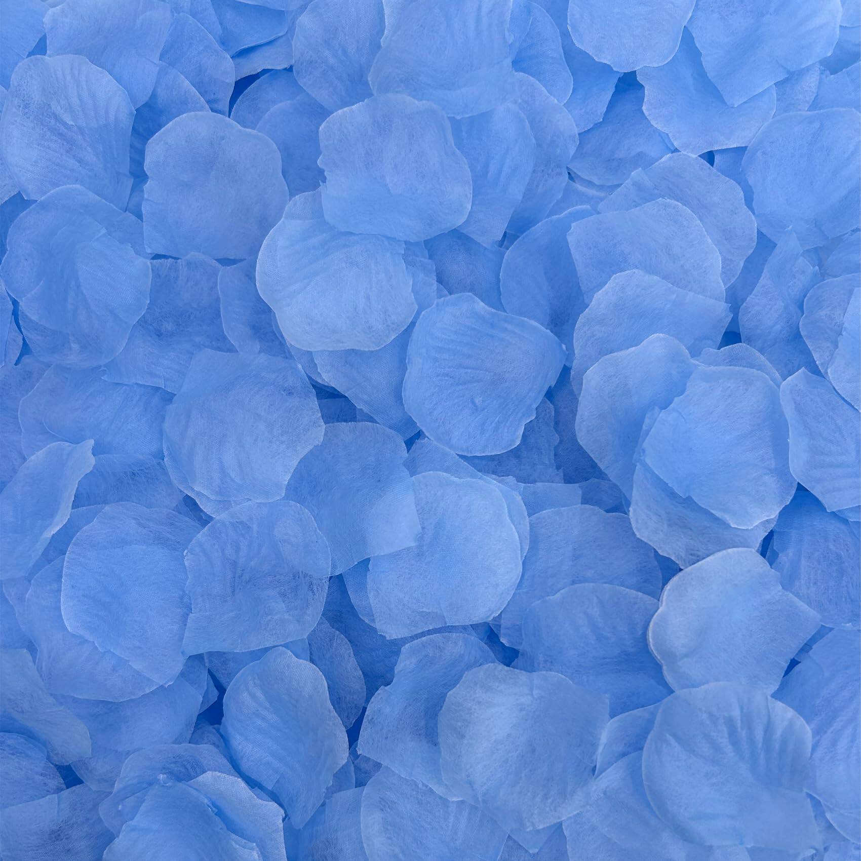 OWLKELA 1200 Pieces Rose Petals, Artificial Rose Flowers No-Taste Emulation Rose Petals For Romantic Scenes Wedding Anniversary, Birthday, Confession Decoration, Waterproof And Do Not Fade (Blue