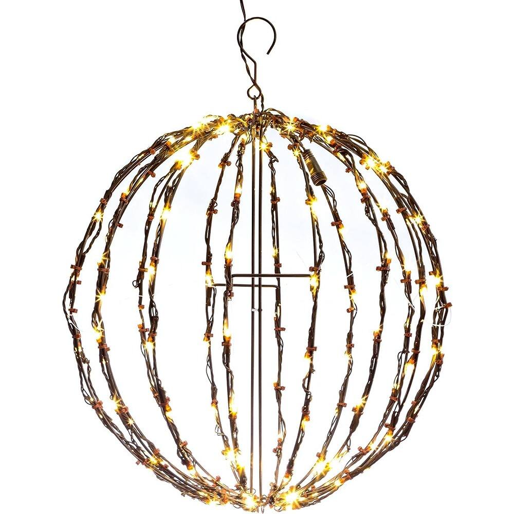 Front. RTMB - 12" Warm LED Christmas Light Ball, Indoor/Outdoor, Waterproof w/ Timer.