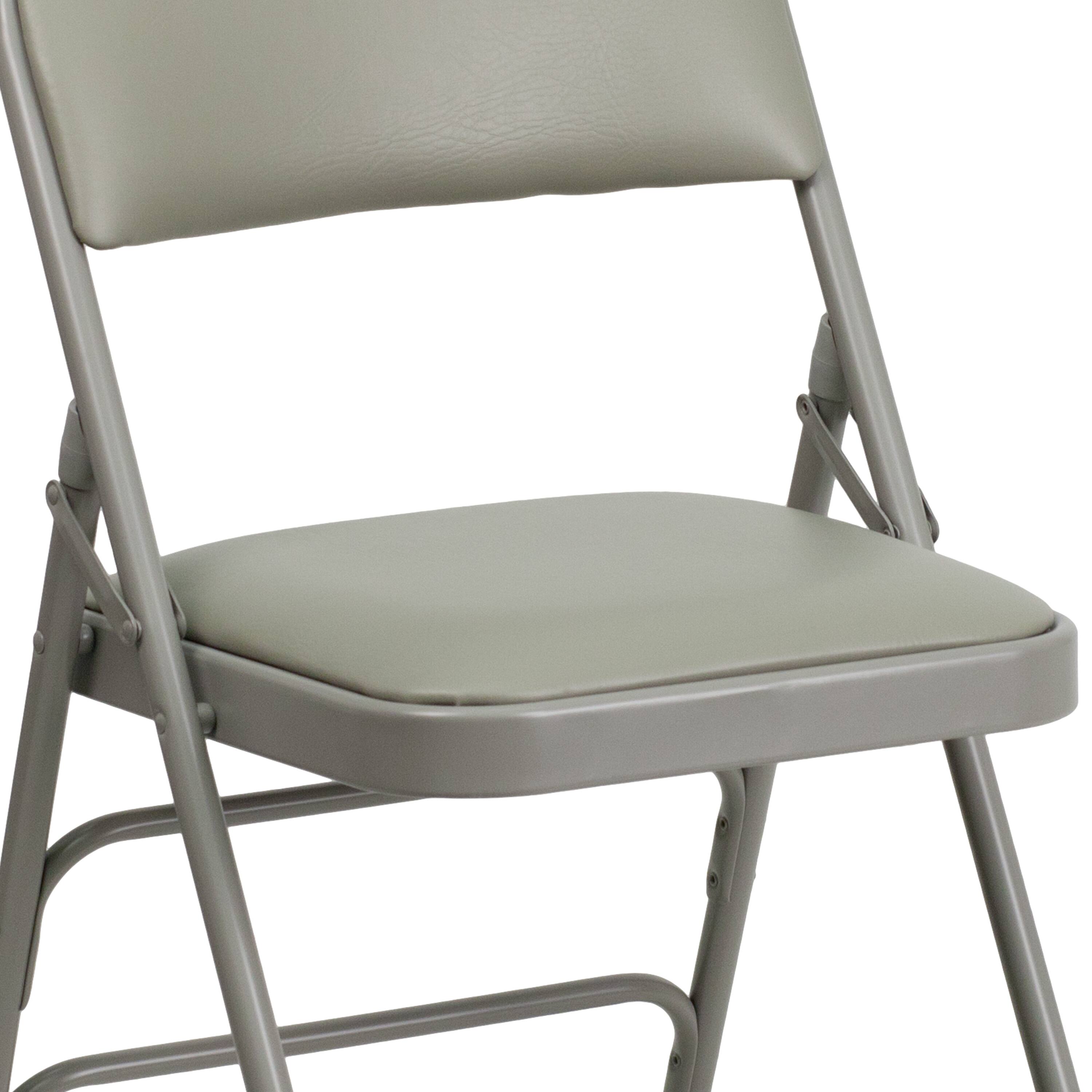 Alt View 10. Emma + Oliver - 4 Pack Home & Office Portable Party Events Padded Metal Folding Chair - Gray Vinyl/Gray Frame.