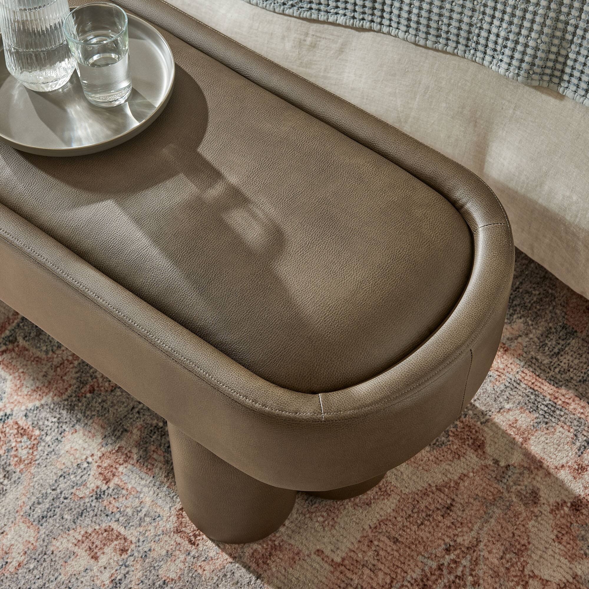 Alt View 1. Modway - Mossi 52-Inch Oval Vegan Leather Bench by Modway - Mushroom.