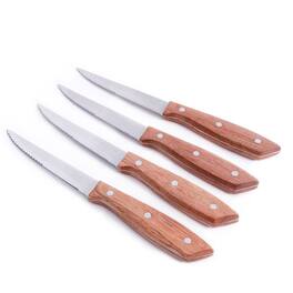 Gibson - Home Seward 4 Piece Stainless Steel Steak Knife Cutlery Set with Wood Handles