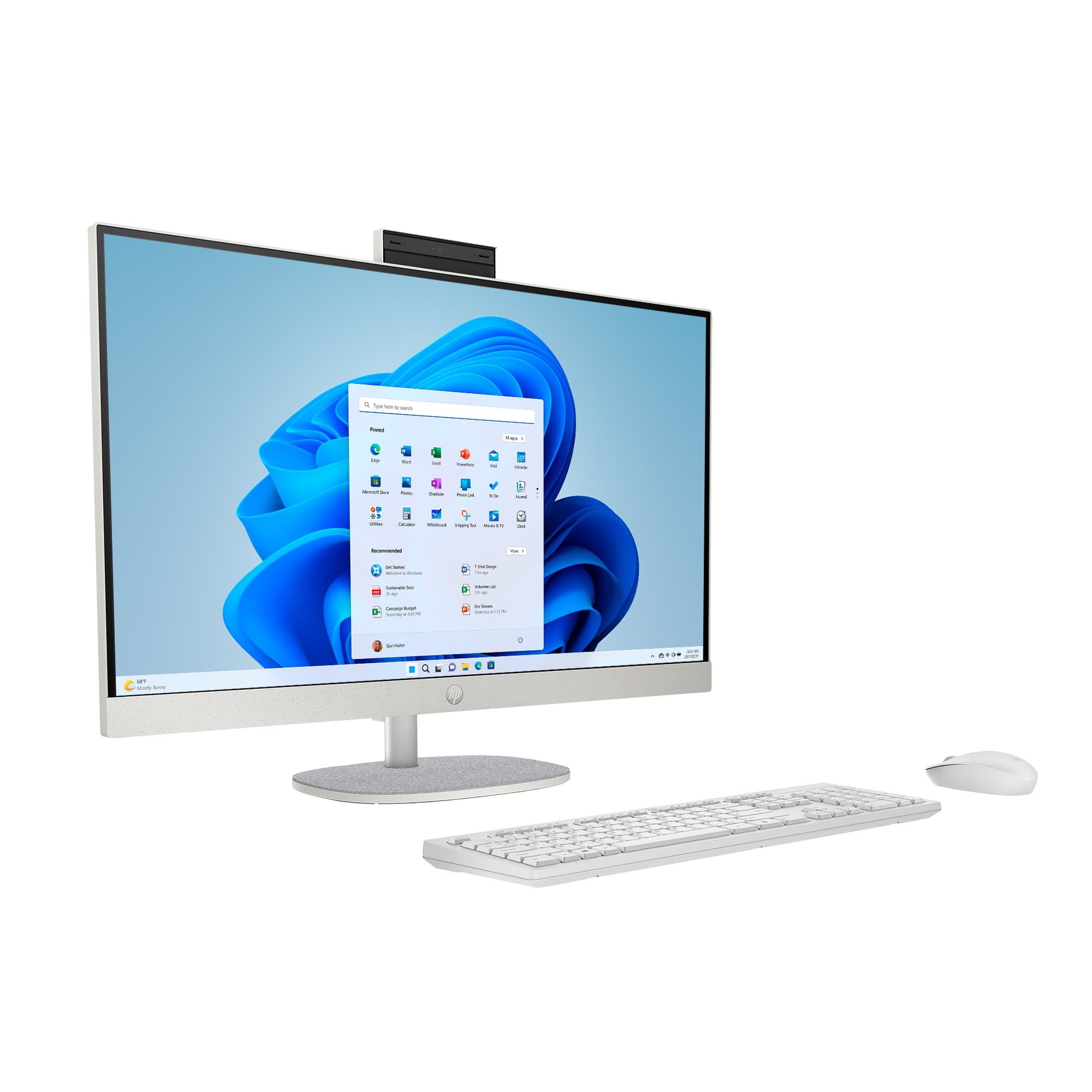 Alt View 6. HP - 27" Full HD Touch-Screen All-in-One with Adjustable Height - Intel Core Ultra 7 - 16GB Memory - 1TB SSD - Shell White.