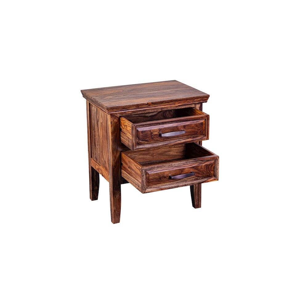 Angle. Porter Designs - Sonora Solid Sheesham Wood Nightstand - Brown.