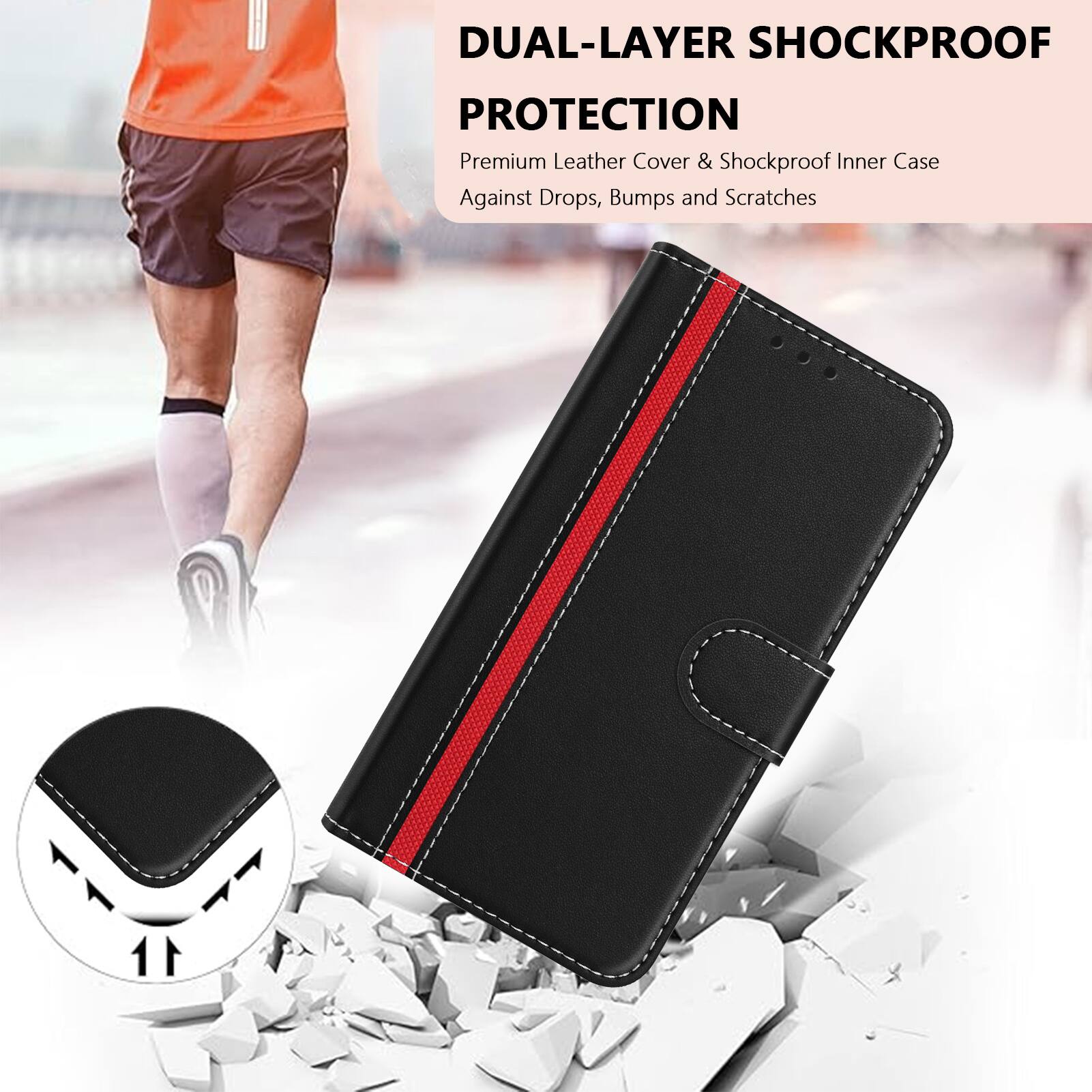 DUAL-LAYER SHOCKPROOF PROTECTION

Premium Leather Cover & Shockproof Inner Case

Against Drops, Bumps and Scratches