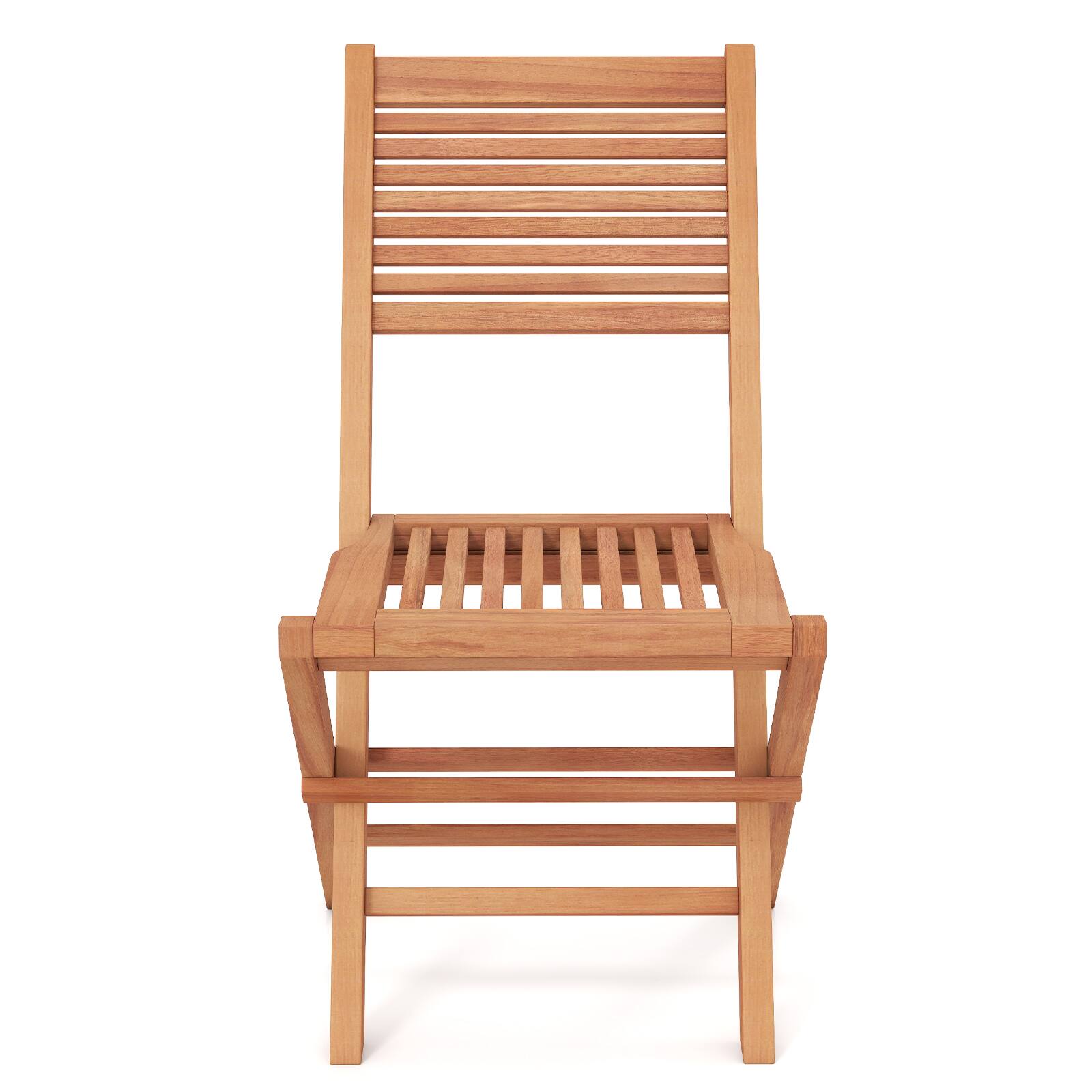 Alt View 9. Costway - Costway 4PCS Outdoor Dining Chairs with High Backrest & Slatted Seat X-Shaped Support - Natural.