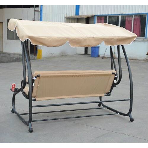 Left. Hivvago - Outdoor Canopy Swing Patio Porch Shade Deck Bed in Sand - Sand.