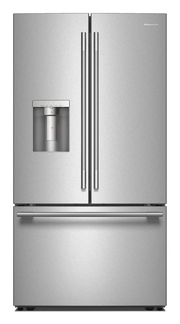 Front. KitchenAid - 36 in. Wide 30 cu. ft. French Door Refrigerator with Exterior Water and Ice - PrintShield Stainless.