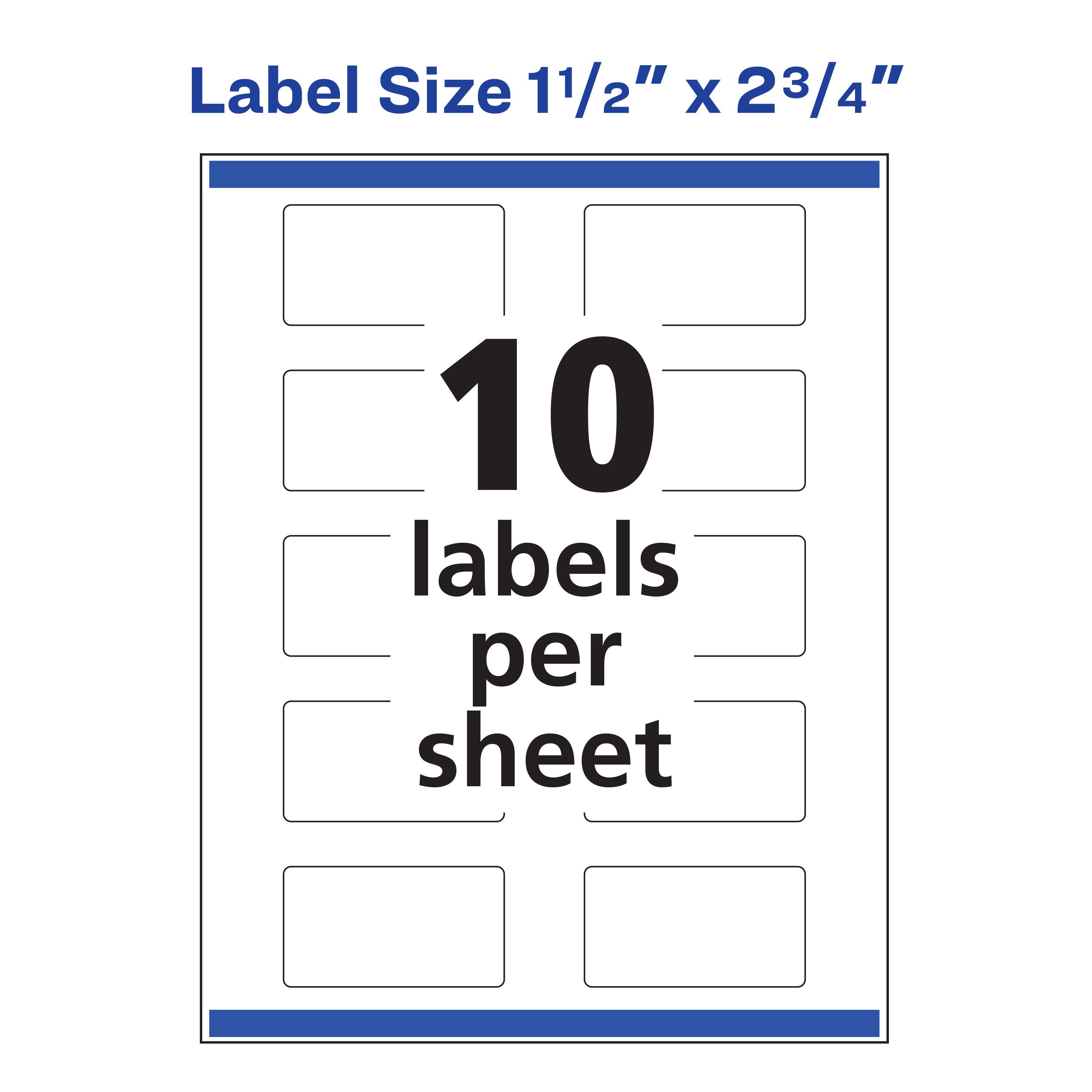 Label Size 1 1/2" X 2 3/4"  
10 labels per sheet