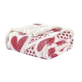 Noble House - Plazatex Valentine Scarlett Sherpa Plush Decorative Throw Blanket 50" x 60" - Pink