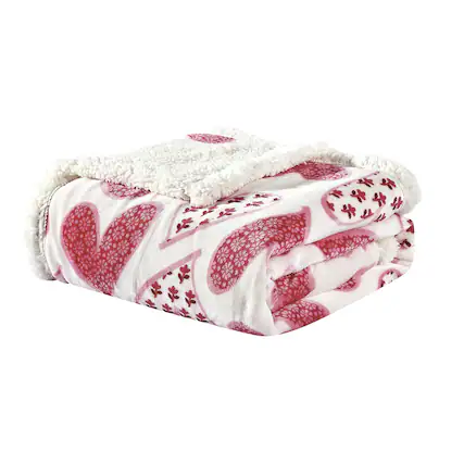 Front. Noble House - Plazatex Valentine Scarlett Sherpa Plush Decorative Throw Blanket 50" x 60" Pink - Pink.