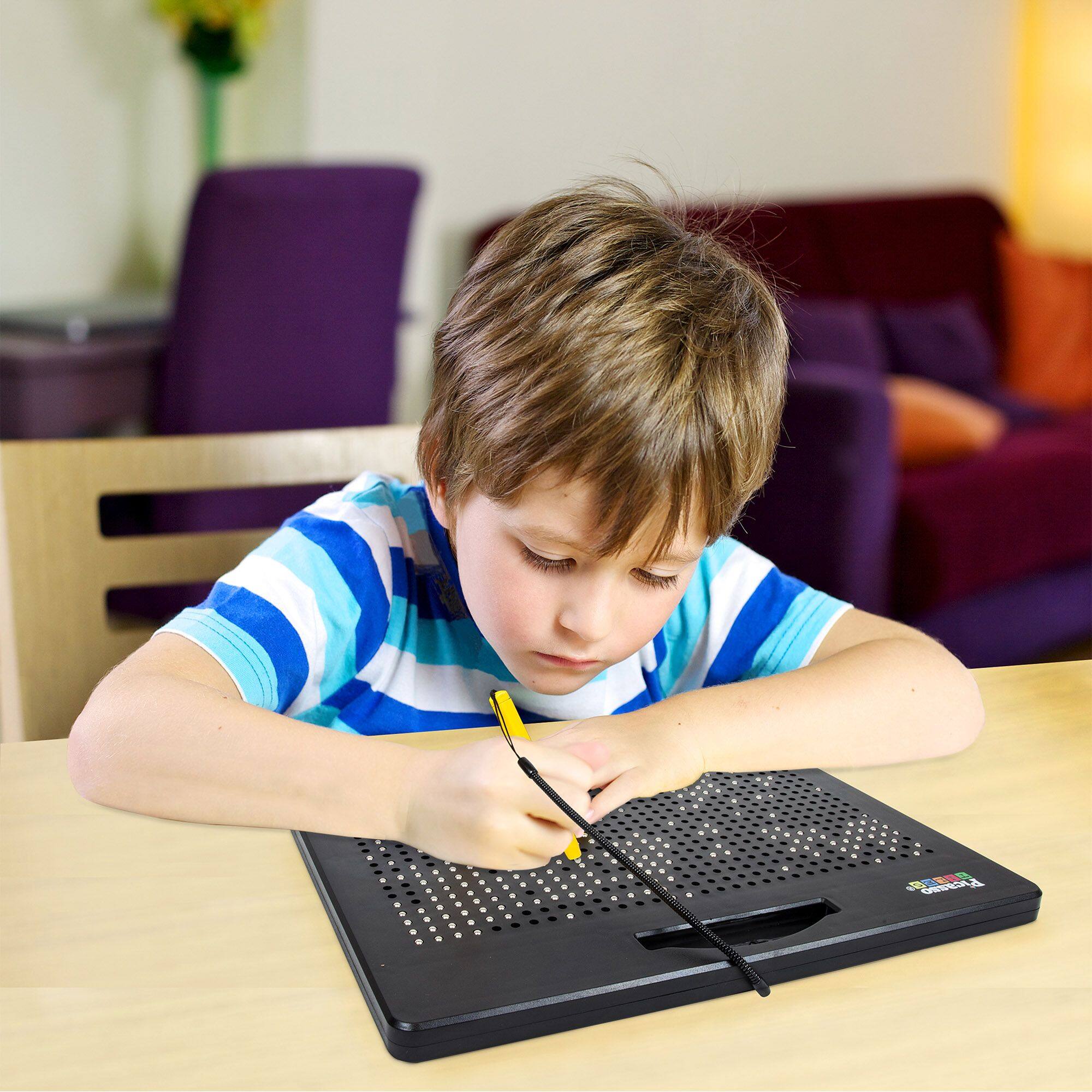 Alt View 3. PicassoTiles - PICASSO-TILES Magnetic Drawing Board for Kids, Double-Sided Educational STEM Learning Playset - Multicolor.