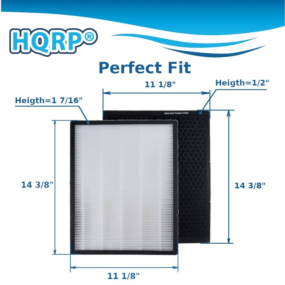 HQRP Perfect Fit  
11 1/8"  
Height=1/2"  
Height=1 7/16"  
Activated Carbon Filter  
14 3/8"  
14 3/8"  
11 1/8"
