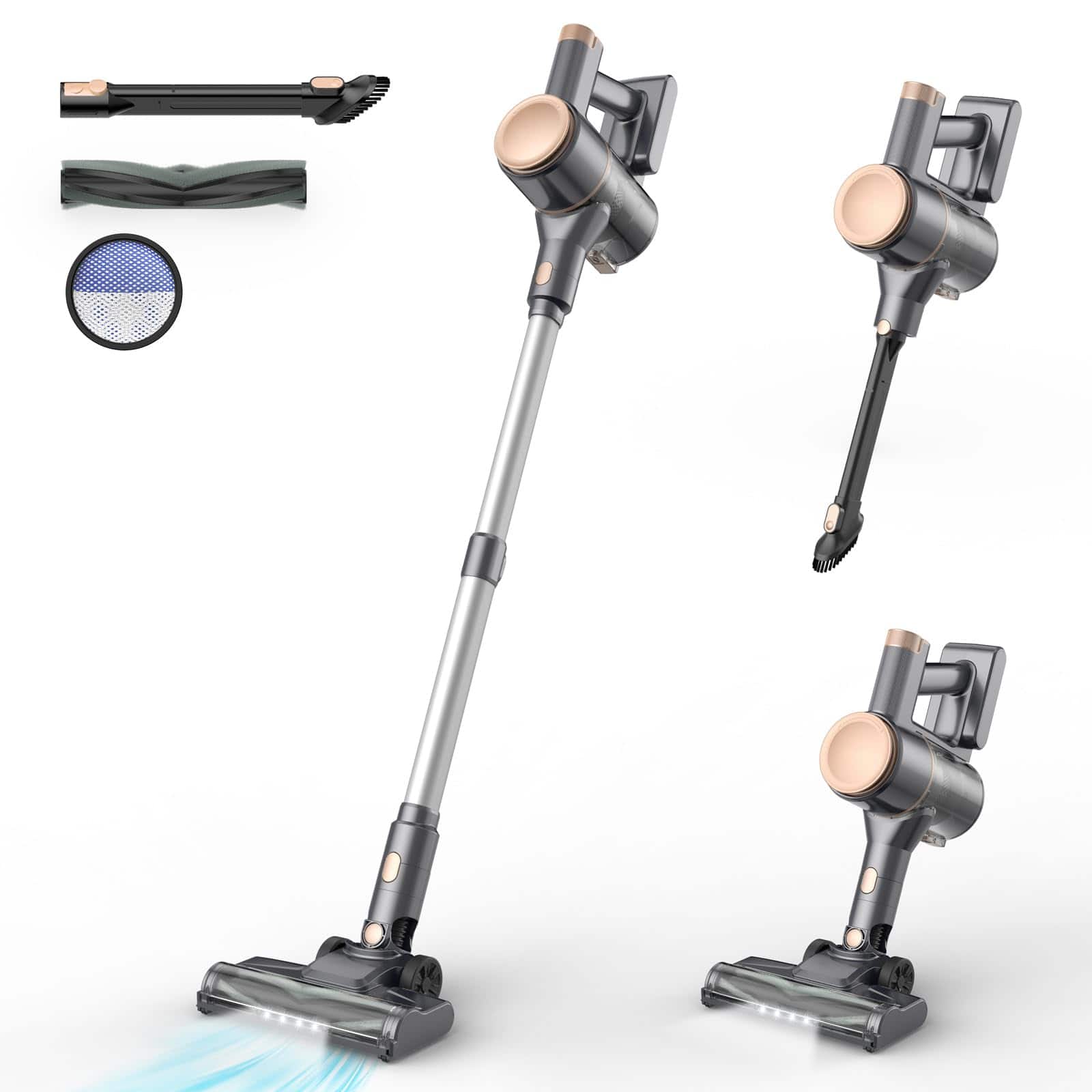 YOMA - N8 Cordless Vacuum Cleaner, Lightweight Stick Vacuum with Powerful Suction, 2200mAh Battery, 40 Mins Runtime, Self-Stand - GOLDEN price history on PriceWatchPro