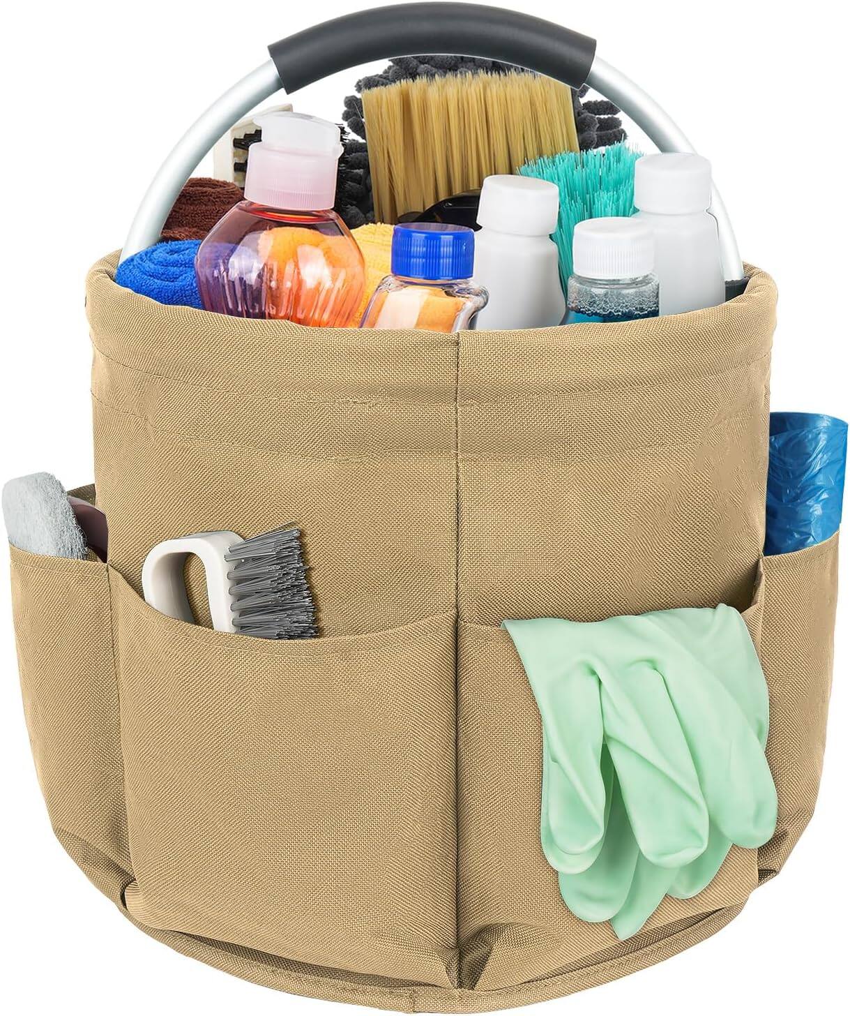Front. Auledio - Cleaning Agent Organiser,Foldable Cleaning Bag,Portable with Handle and 6 Pockets for Indoor, Garden, Bathroom.
