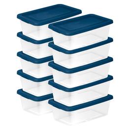 Sterilite - 6 Qt Storage Boxes, Clear Plastic Containers with Lid, Set of 10 - Blue
