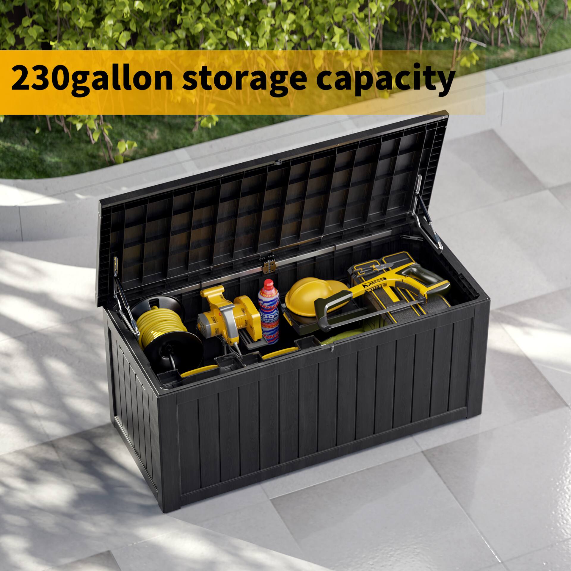 230 gallon storage capacity