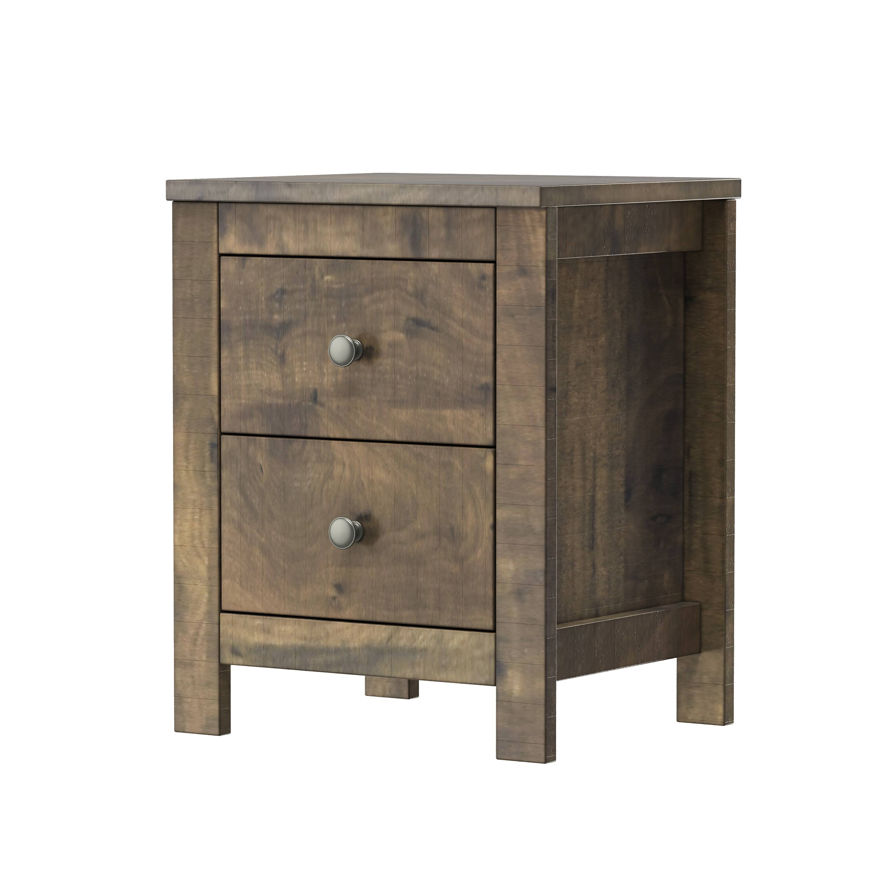 Front. Spaco - Spaco Farmhouse Nightstand Set of 2, Retro Wooden, Storage Cabinet for Bedroom - Walnut.