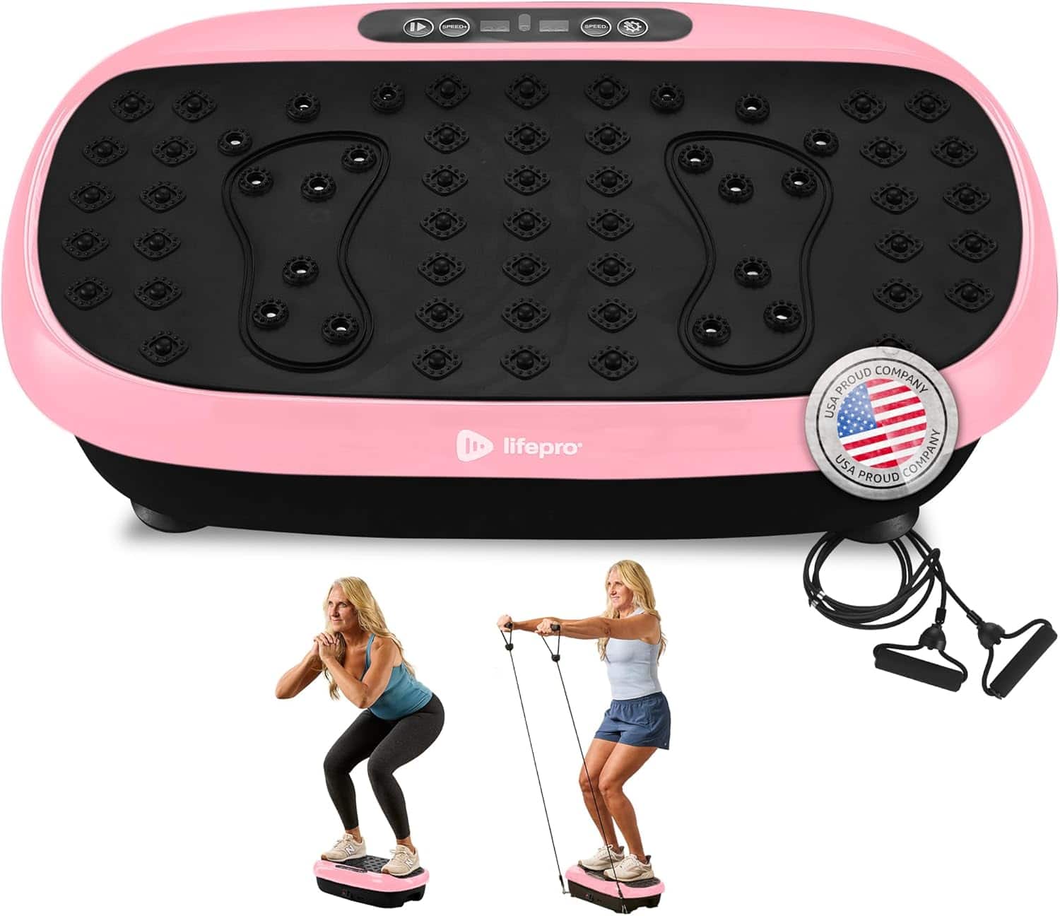 LifePro - HexaPlate Lite Vibration Plate – Compact Whole Body Exercise Machine for Toning & Recovery - Pink