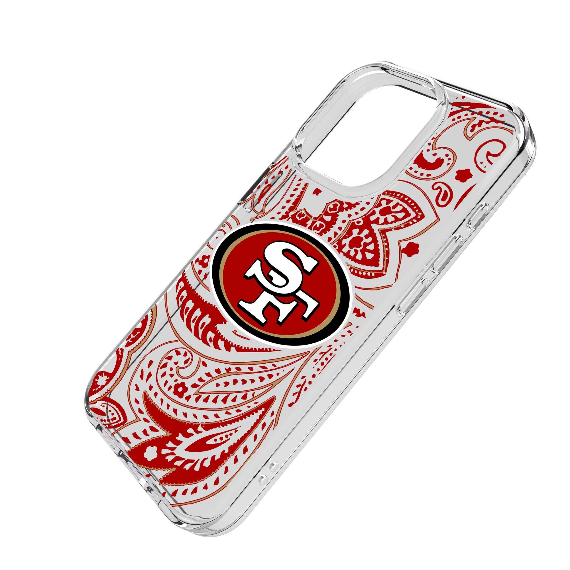 Alt View 1. Keyscaper - San Francisco 49ers iPhone Clear Paisley Design Case - 14 Pro - Multicolor.