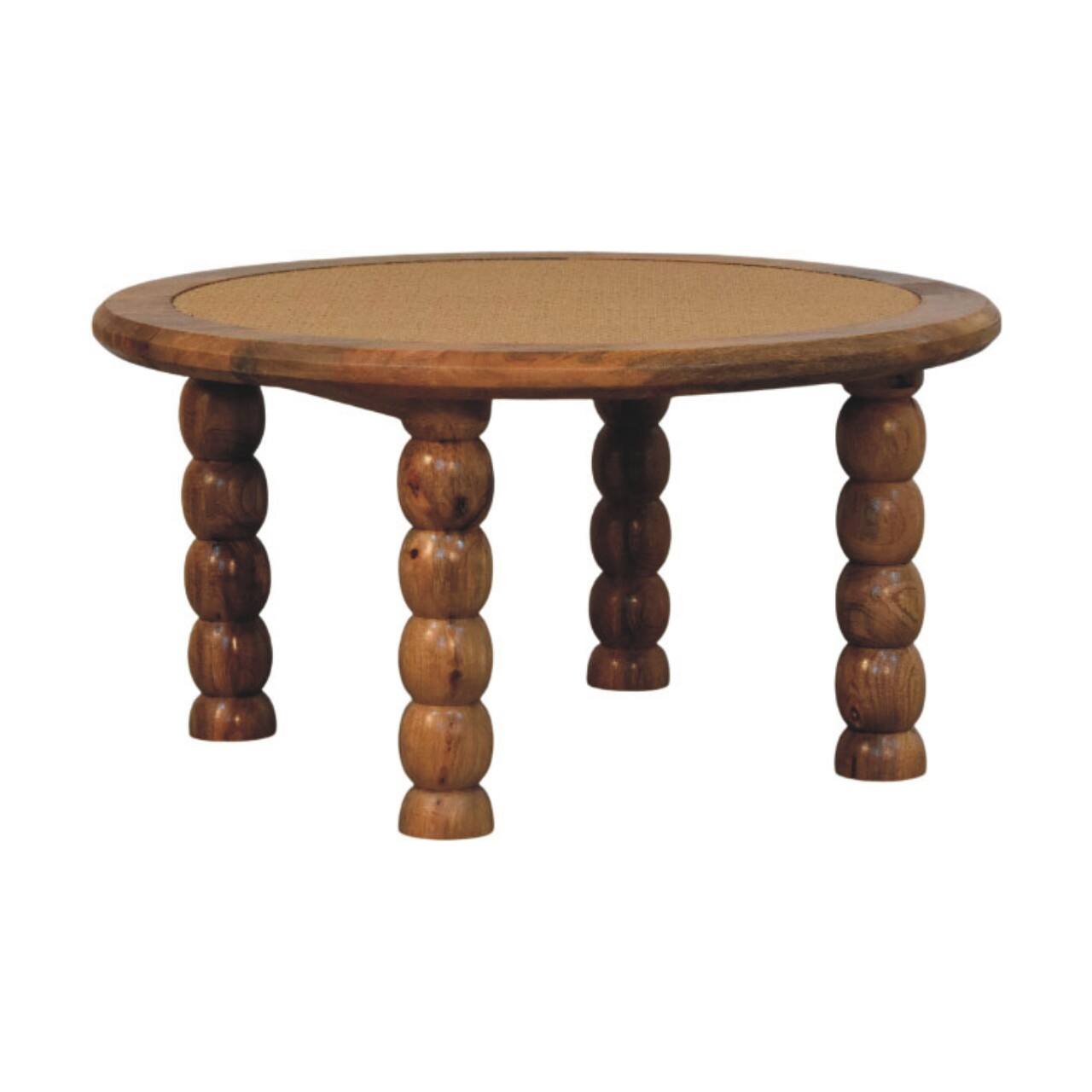 Left. Artisan Furniture - Artisan Furniture Solid Wood Spindle Rattan Coffee Table, Brown - Brown.