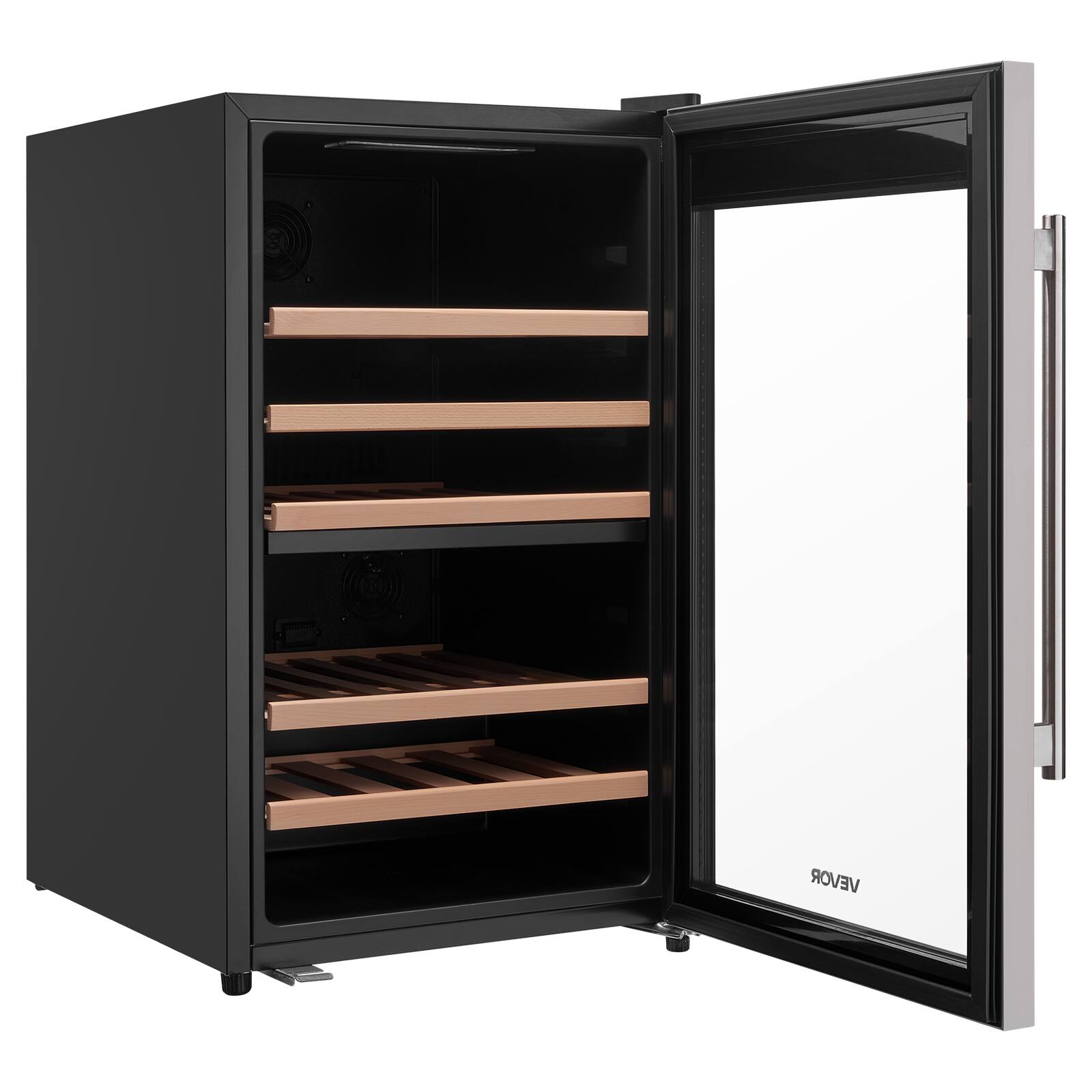 Alt View 5. VEVOR - 52 Bottle Wine Fridge, Freestanding Wine Cooler Refrigerator, Dual Zone Cooler, 41℉ to 65℉ Adjustable Temp Mini Cellar - Black.