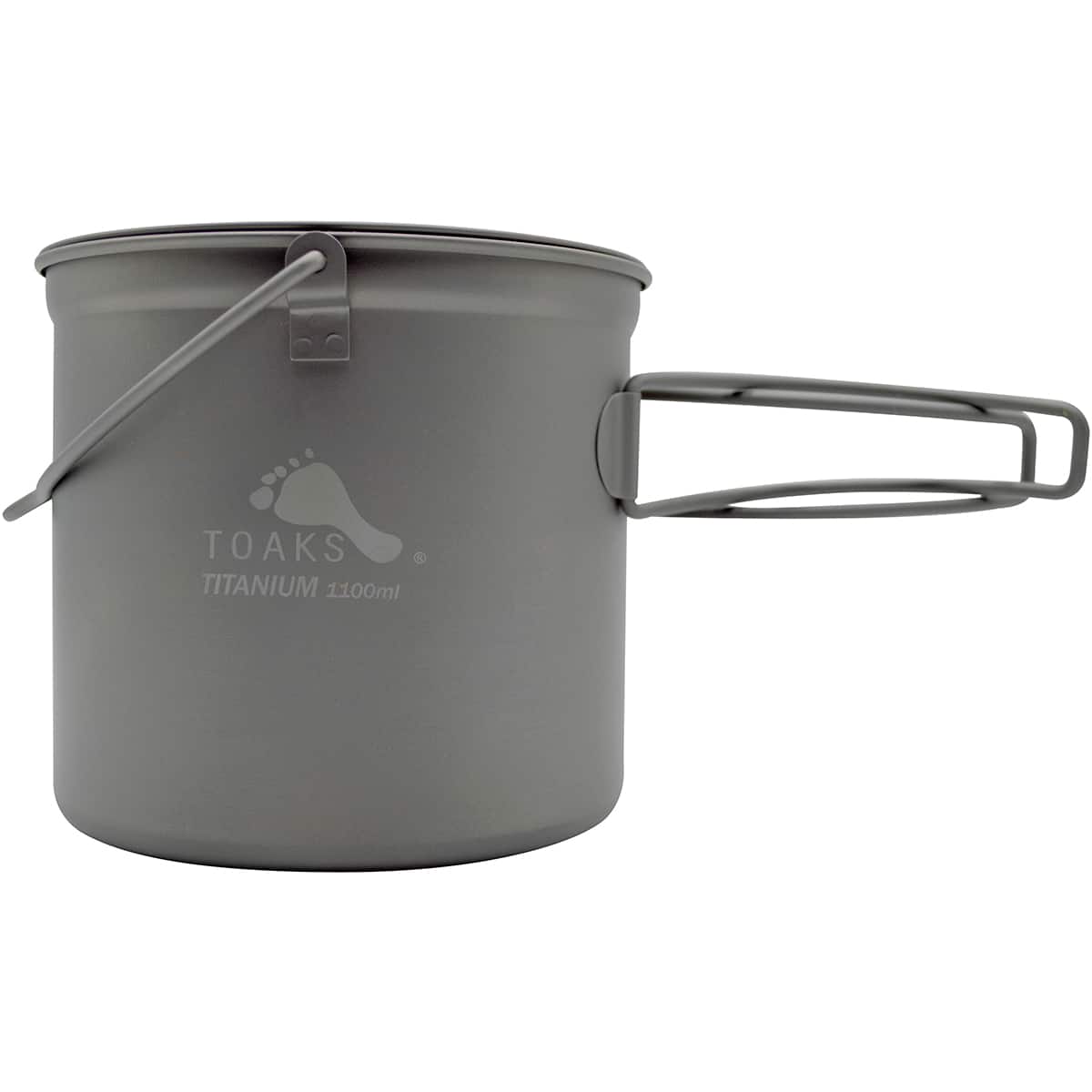 TOAKS - Titanium 1100ml Pot with Bail Handle POT-1100-BH Outdoor Camping Cup Bowl - Silver