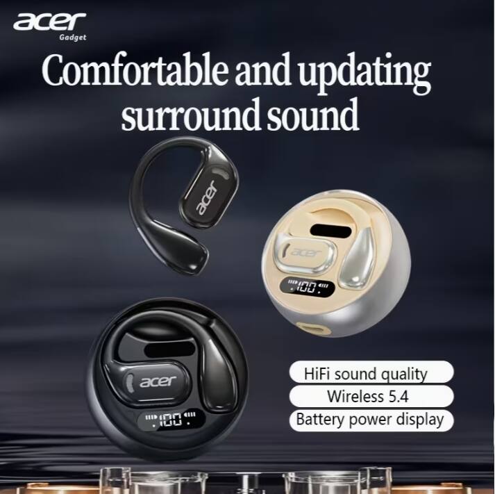 Acer Gadget: Comfortable and updating surround sound  
Acer HEP 100  
HiFi sound quality  
Wireless 5.4  
Battery power display